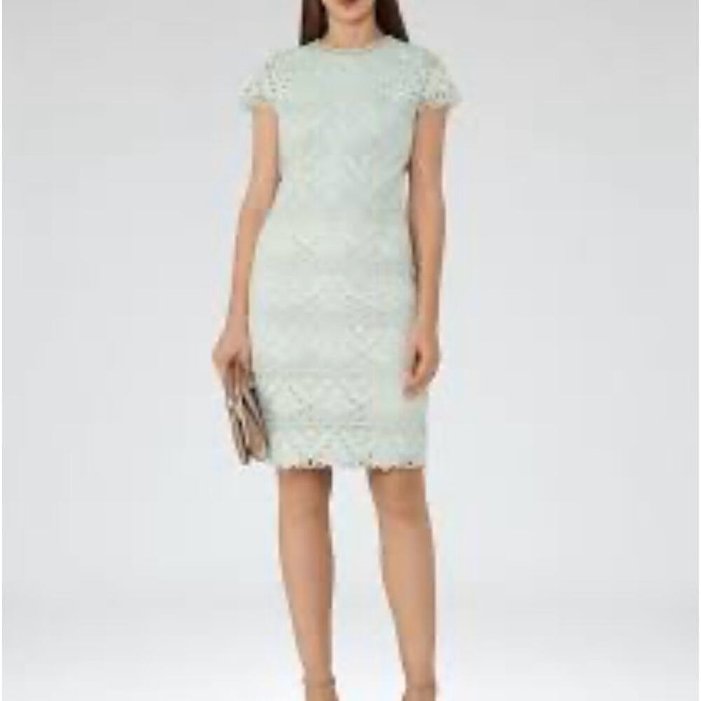 Reiss Liza Cap Sleeve Lace Dress in Sage Green Mint Green Dress Size 8
